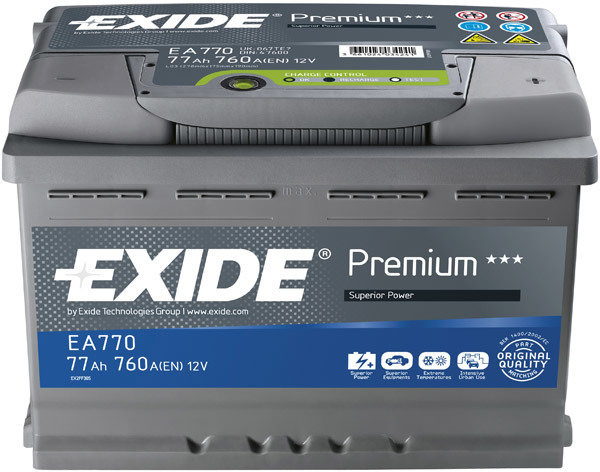 Аккумулятор EXIDE PREMIUM 12V 77AH 760A ETN 0(R+) B13 278x175x190mm 18.56kg